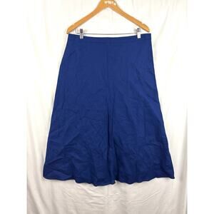 Talbots Womens Blue Linen A-line Midi Skirt - Lined Zip Casual Large